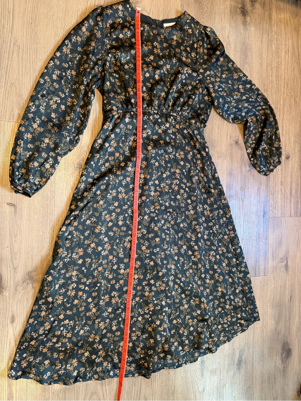 bohme blue Floral Long Sleeve Midi Dress